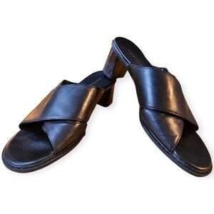 ✨ Block Heel Leather Sandals – Black, EUC ✨